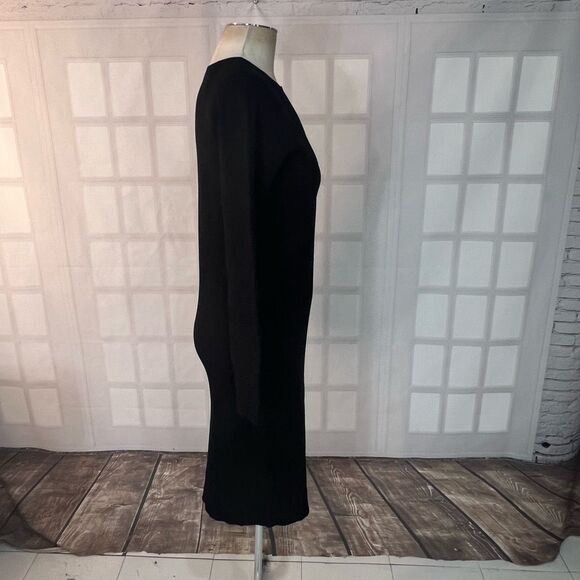 Vince Black Long Sleeve Crew Neck Pullover Ribbed Bodycon Dress Size Large - Picture 6 of 11